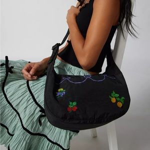 BAGGU Cross Stitch Medium Nylon Crescent Bag